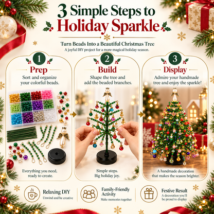 🎄 DIY sada na výrobu vánočního stromečku z korálků – 🎅 Vytvořte si vlastní třpytivou vánoční dekoraci