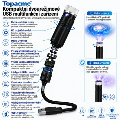 Topacme® 5D chytrý hvězdný projektor 🌌 – 30+ dynamických scén a ovládání přes aplikaci 💖